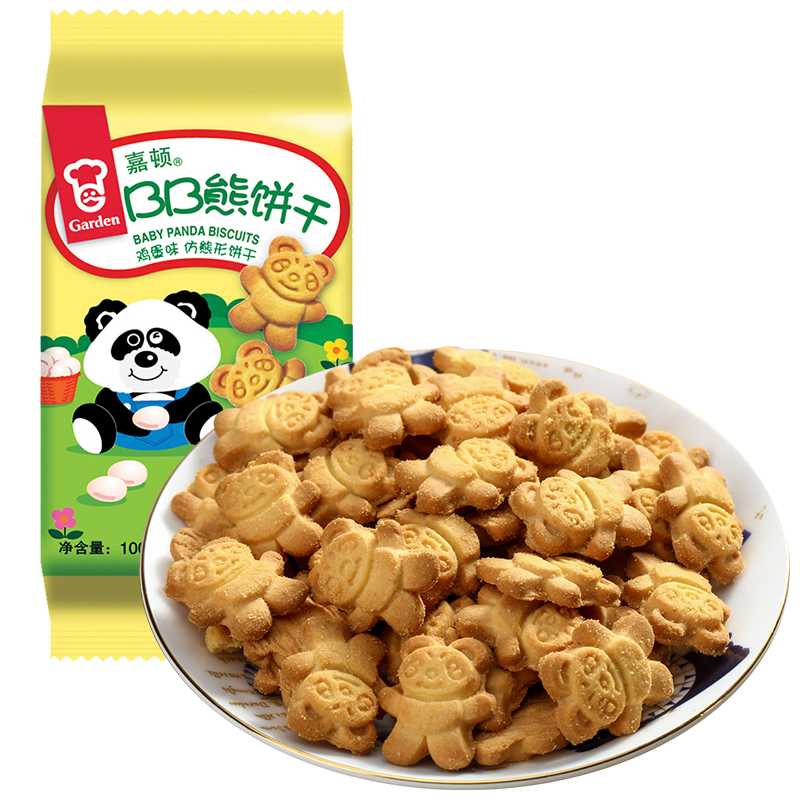 嘉顿 饼干糕点 零食点心 bb熊饼干鸡蛋味100g
