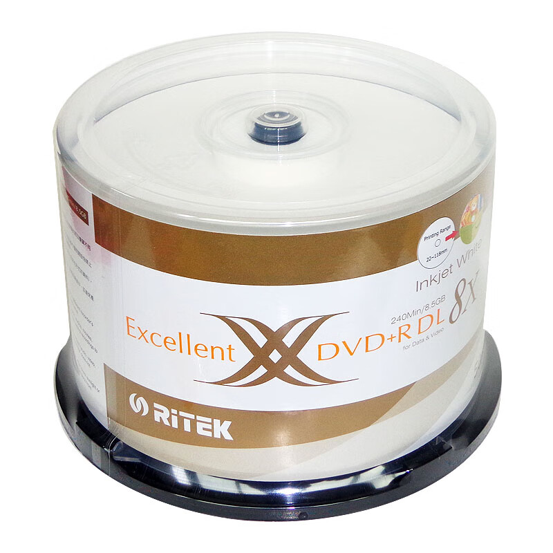铼德（ritek） 铼德ritek dvd+r dl d9 8.5g空白光盘 50片大容量刻录光盘8