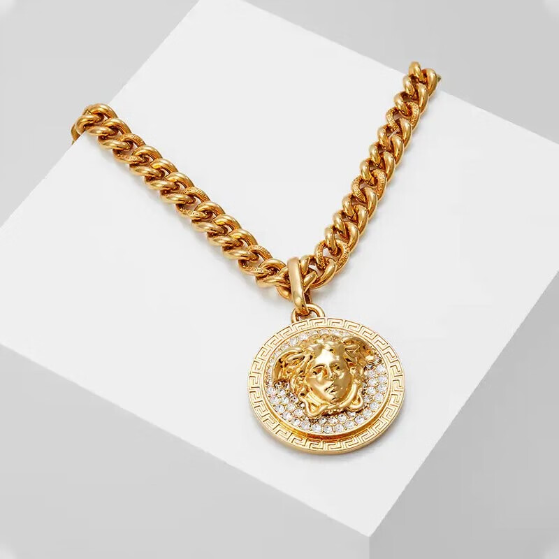 versace 范思哲项链 奢侈品19年新款金属美杜莎头像水晶吊坠时尚项链
