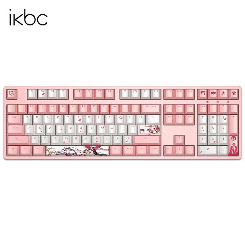 ikbc白无垢樱花键盘机械键盘，cherry轴樱桃粉色