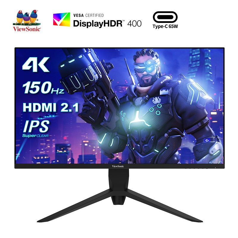 优派28英寸高端电竞显示器，4K分辨率+反向充电+HDMI2.1接口，各种游戏和创作推荐