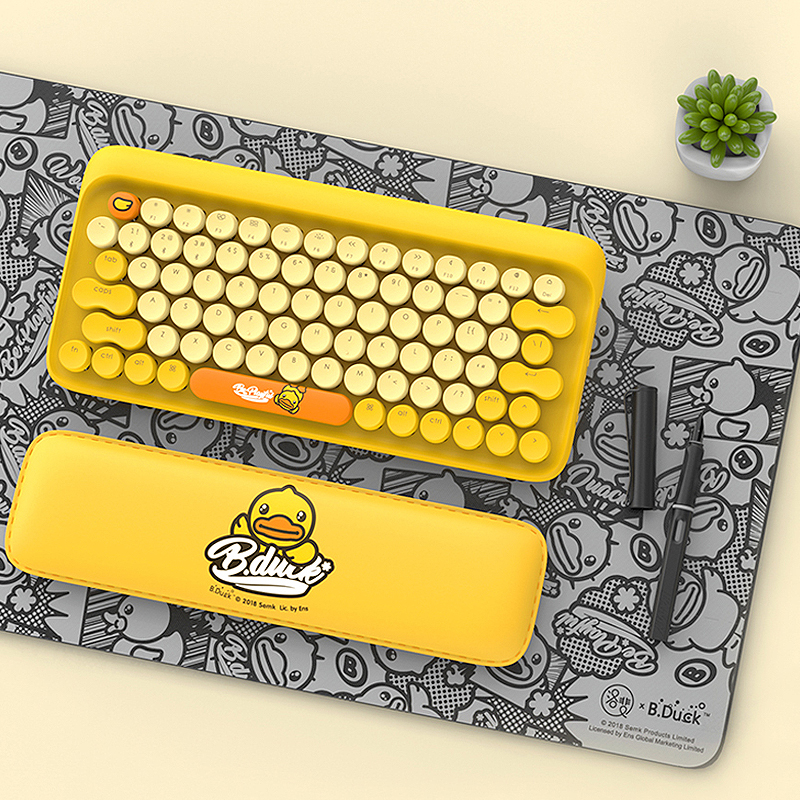 洛斐小黄鸭机械键盘鼠标，可爱萌趣设计，多设备双模式