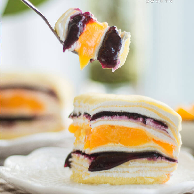 巧师傅 千层蛋糕蓝莓芒果双拼千层蛋糕图片