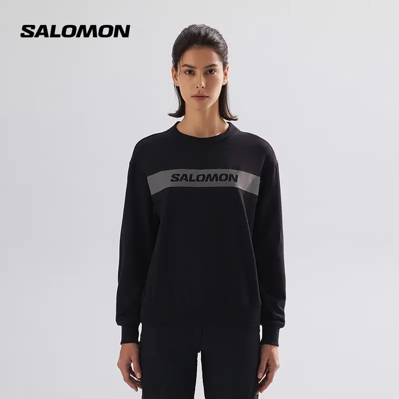 萨洛蒙（Salomon）女款 户外运动休闲柔软透气亲肤保暖卫衣 ESSENTIAL CREW NECK 深黑色 C20292 XS