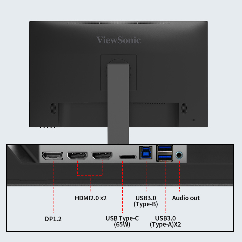 优派显示器VX2762-4K-MHDU显示器，27英4K IPS带音箱，Type-C 65W反向充电