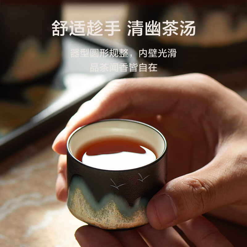 京造手绘釉上彩茶具套装，功夫茶具7件套