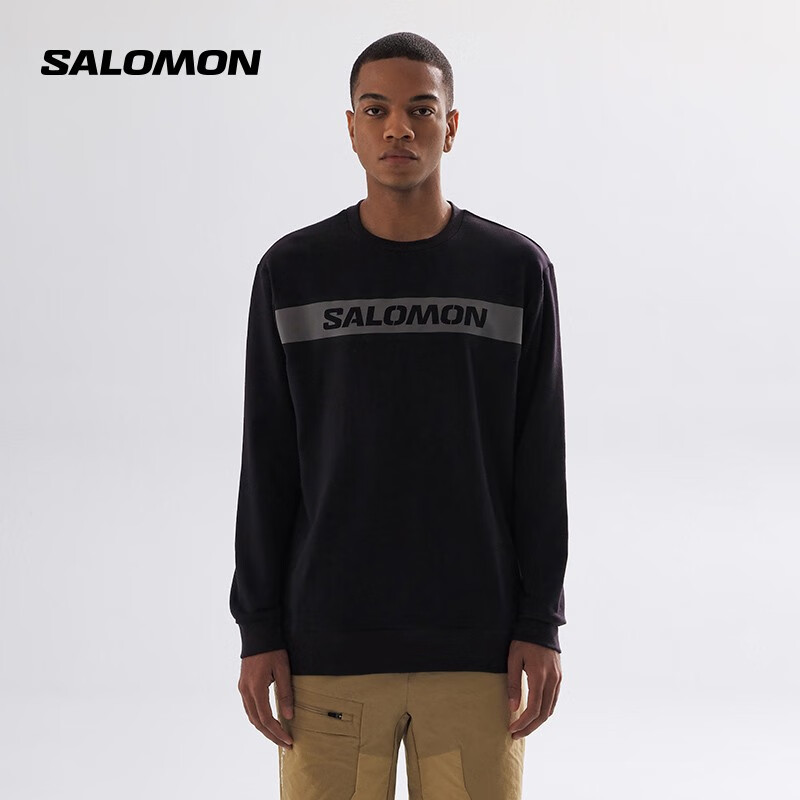 萨洛蒙（Salomon）男款 户外运动休闲柔软透气亲肤保暖卫衣 ESSENTIAL CREW NECK 深黑色 C20289 S