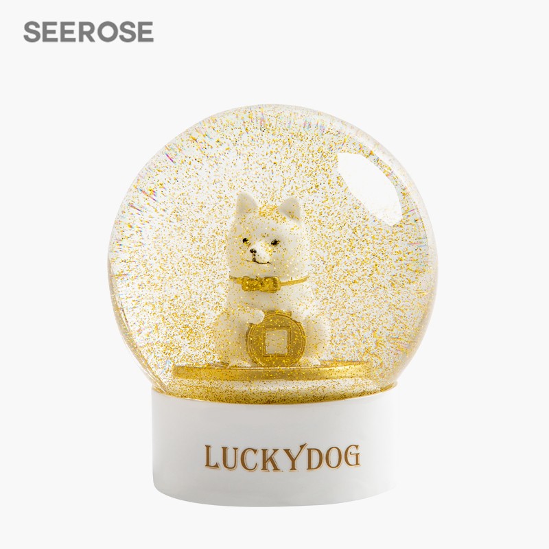 SEEROSE柴犬水晶球，招财狗公仔办公室摆件，200元左右送朋友开业礼物