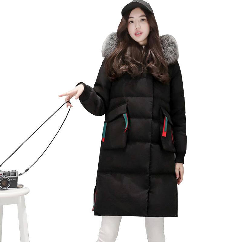 XZOO 韩版中长款毛领羽绒外套