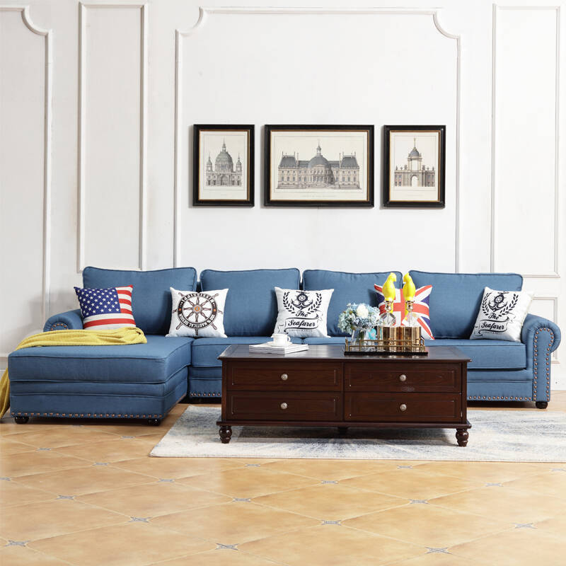 梵宜美式小户型布艺沙发组合图片