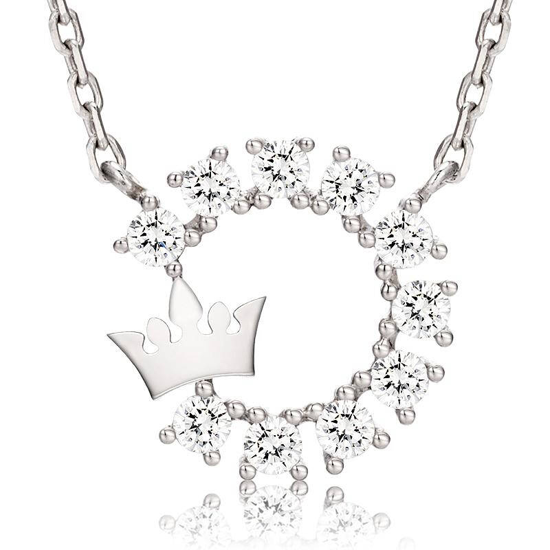 嘉饰缇娜 925银皇冠锆石环形锁骨链