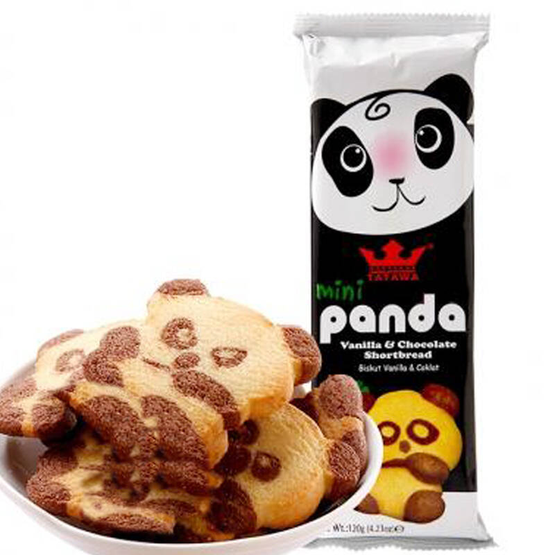 马来西亚迷你熊猫形饼干巧克力香草味图片