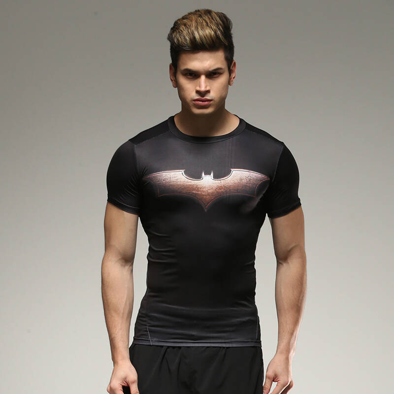 蝙蝠侠大战健身服男紧身衣速干T恤