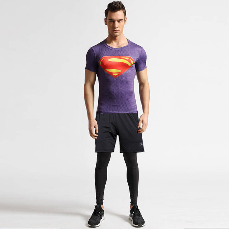 狼痕男士超人短袖T恤速干透气健身衣