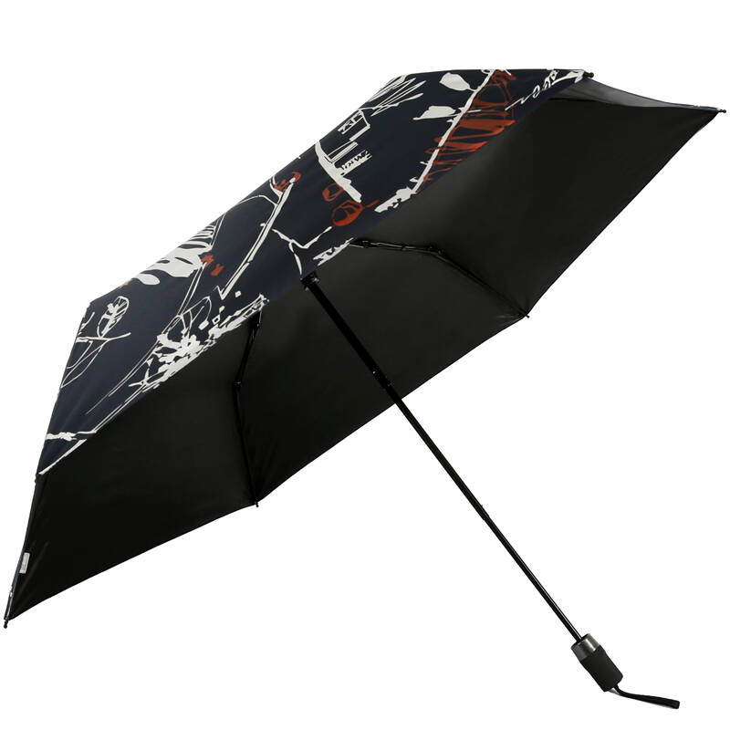 天堂伞 全遮光碰击黑胶三折超轻晴雨伞