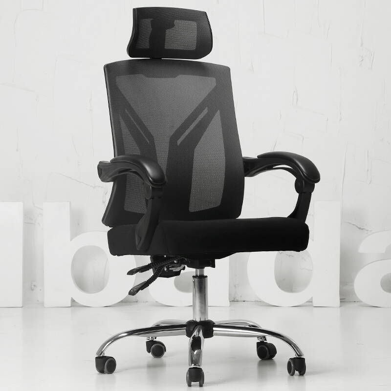黑白调 黑色网布人体工学椅