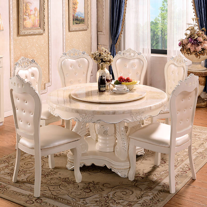 米典欧式餐桌实木餐桌椅组合图片