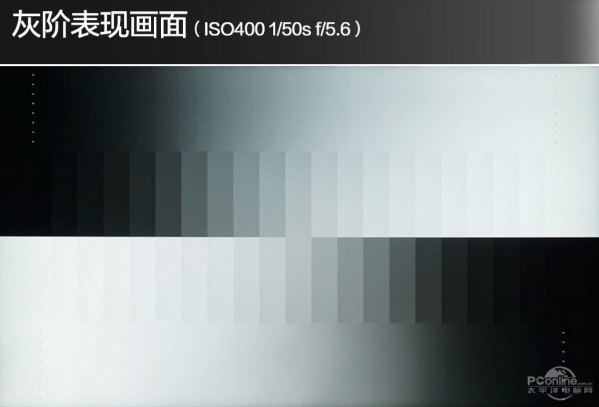 灰阶图测试,从最亮到最暗的逐级变化中,飞利浦55puf6481/t3几乎都能