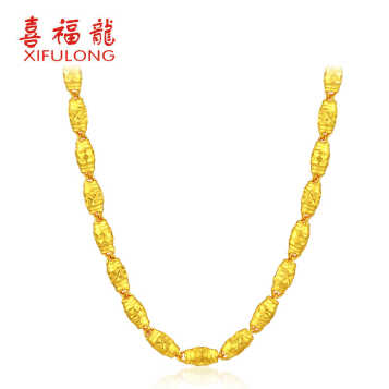 喜福龙 黄金项链男 全橄榄项链 圆珠圆筒粗挂链金链子男女款 a1010 11
