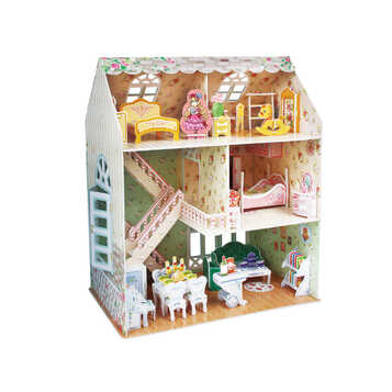 乐立方3d立体拼图纸模型女孩屋娃娃屋建筑模型 儿童益智启蒙梦幻女孩
