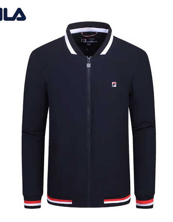 斐乐fila 梭织外套夹克男装2018春季新款棒球服纯色简约运动服 传奇蓝
