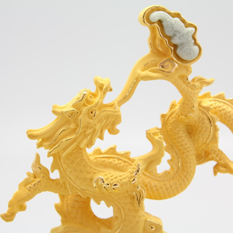 金莱福 瑞龙送福中号绒沙金开业家居招财风水摆件cjsg107