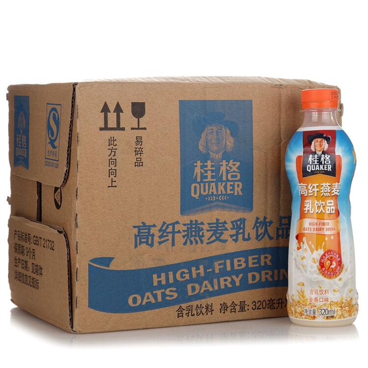 桂格(quaker) 高纤燕麦乳饮品 320ml *12瓶整箱