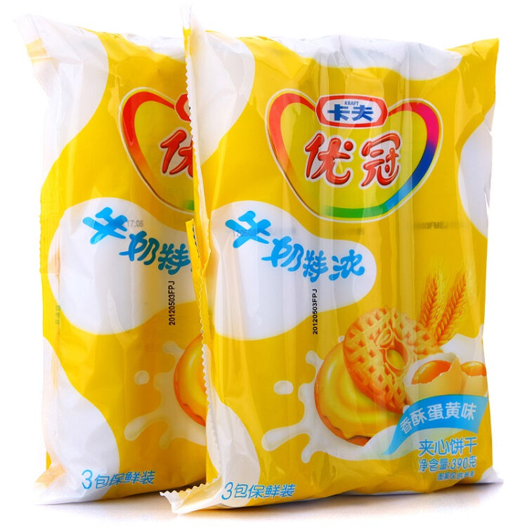 优冠牛奶特浓饼干蛋黄味390g*2袋【图片 价格 品牌 】