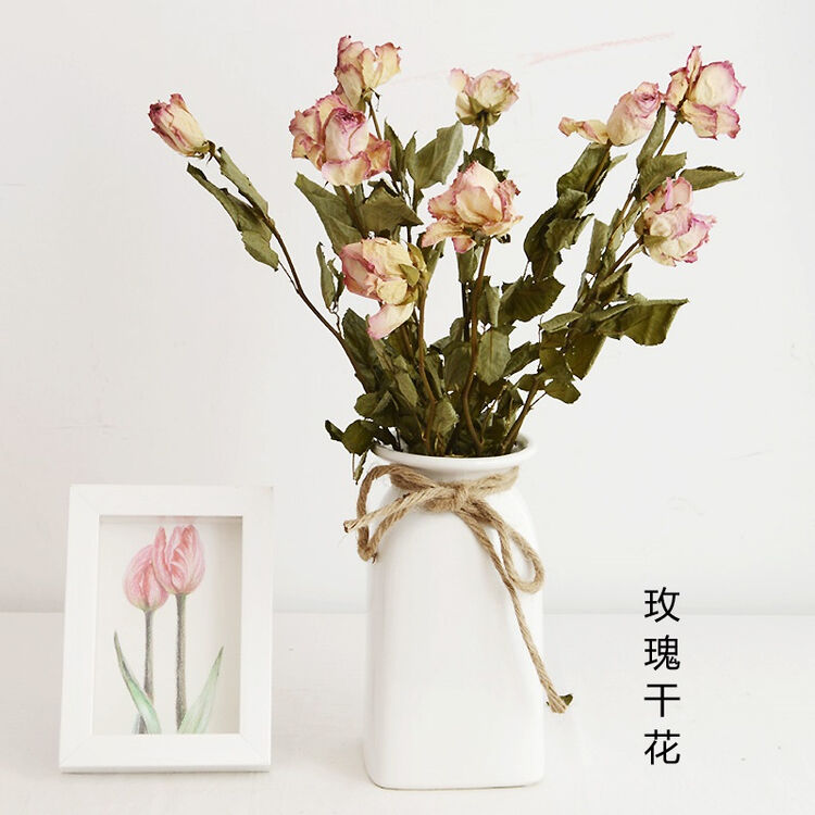 苏茂 娴之雅 风干玫瑰干花花束小清新单支插花家居客厅装饰花摆拍道具