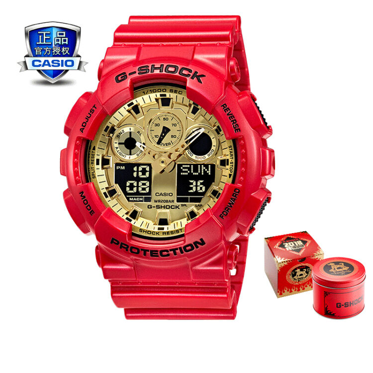 卡西欧(casio)g-shock&hotdog合作款 狗年红金限量款新品时尚男表 ga