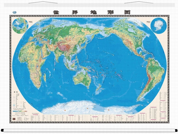 2019世界地形图挂图 世界地图挂图 卷轴精品 2米x1.