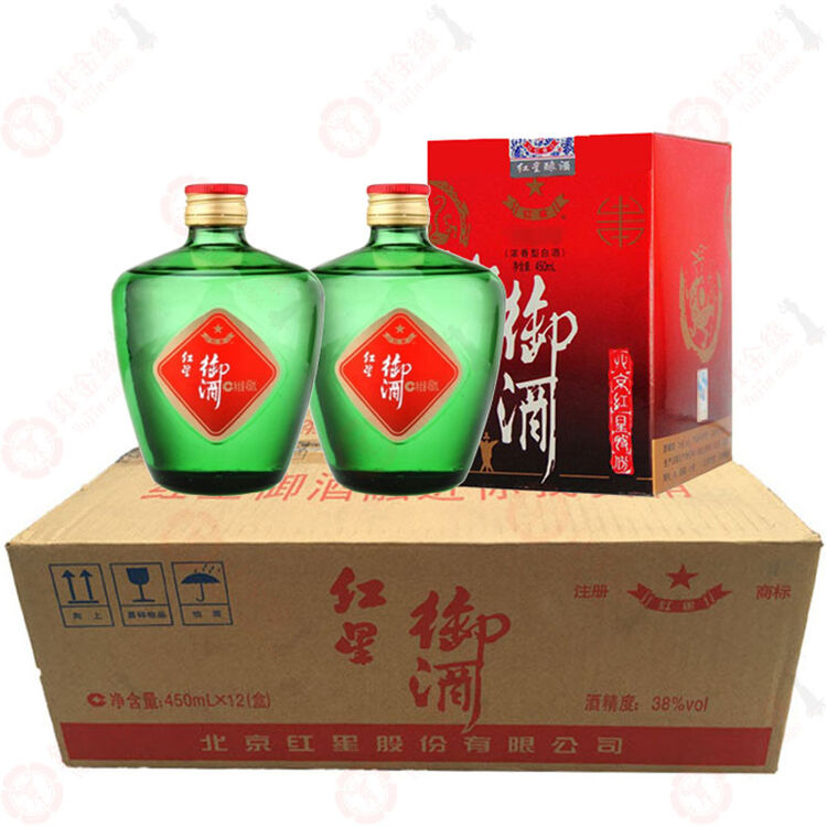 红星二锅头 国产白酒 御酒38度450ml*12瓶装