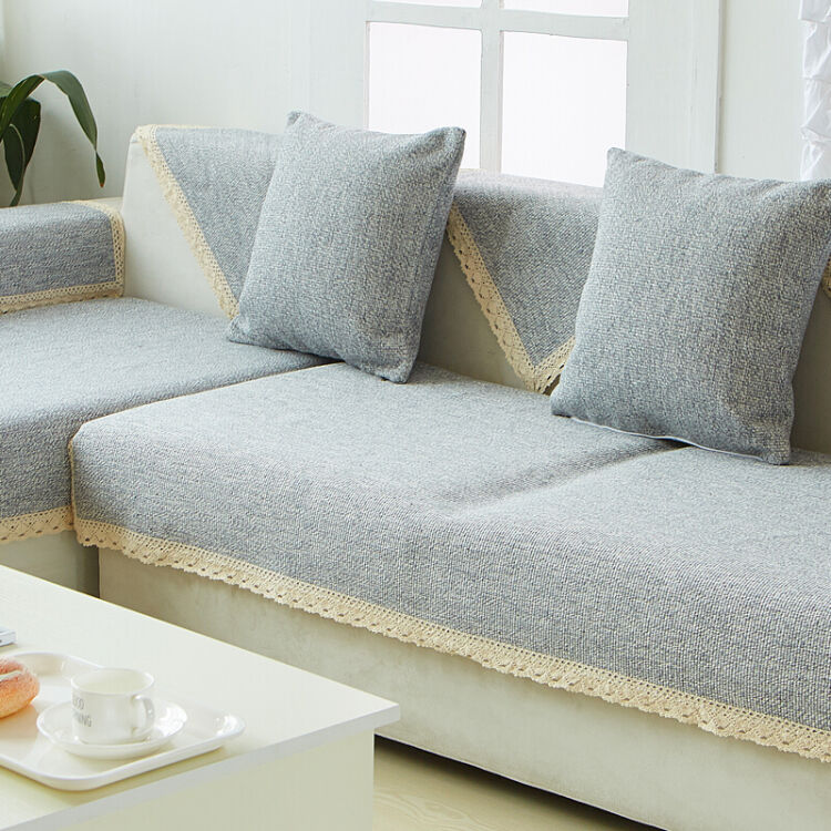 亚麻棉麻沙发垫沙发套粗布防滑组合沙发巾罩加厚简约现代冬季 灰色