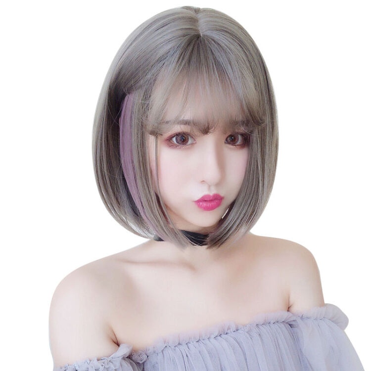 小苏妞(xiaosuniu) 挑染空气刘海假发女短发bobo梨花头丸子头短直发