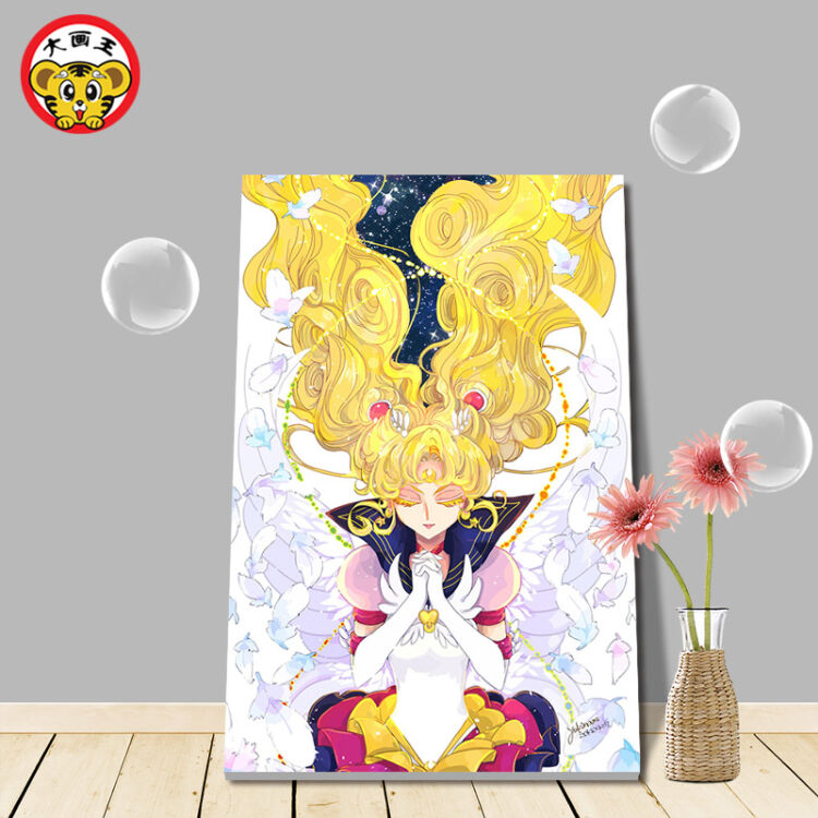 diy数字油画装饰画美少女战士动漫周边月野兔可爱萌手绘填色绘画sn