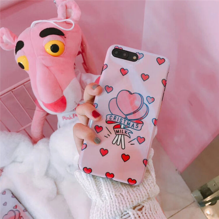 虎鑫 少女粉色蓝光爱心苹果x手机壳iphone7plus/8/6s可爱全包软套