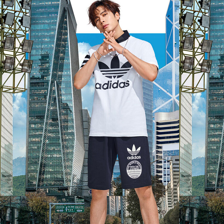 【王嘉尔同款】adidas阿迪达斯三叶草男子2018夏季新款休闲透气圆领图片