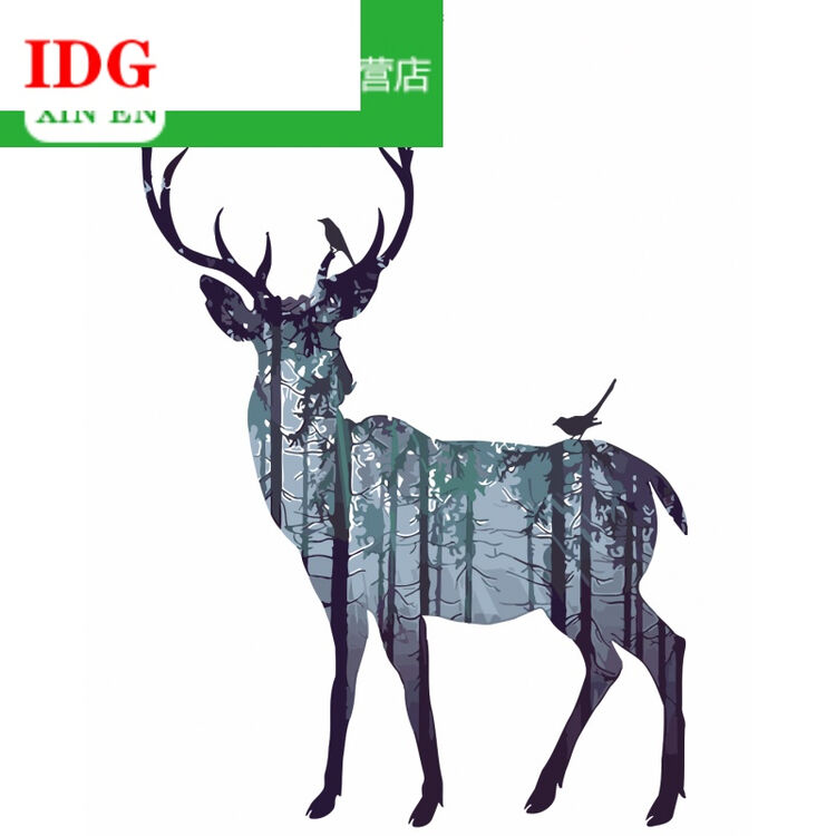 浠宇家居diy数字油画鹿手绘客厅动物风景大幅鹿头填色