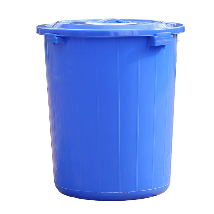 圆形蓝色塑料垃圾桶物业大号中号带盖加厚小区楼层楼道垃圾桶塑料桶有