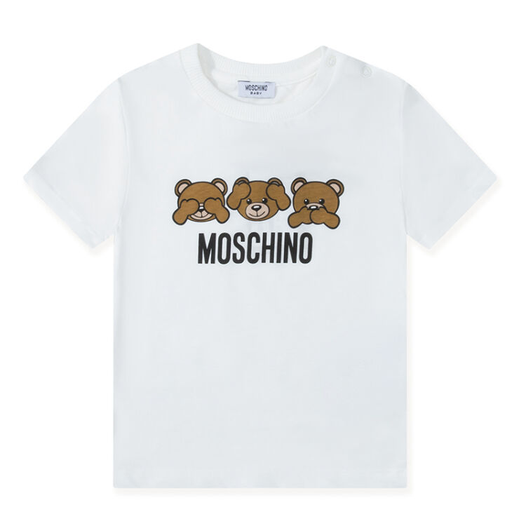 moschino 莫斯奇诺 奢侈品童装 ss18春夏新款 男童白色棉质小熊图案