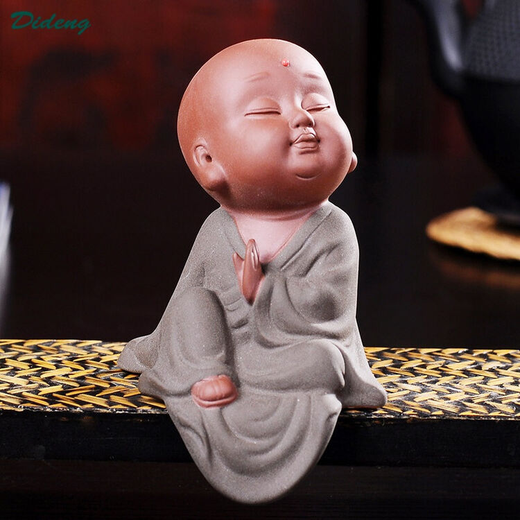 可爱佛精品紫砂茶宠小和尚 创意彩砂小沙弥摆件 茶道配件茶玩 精进小
