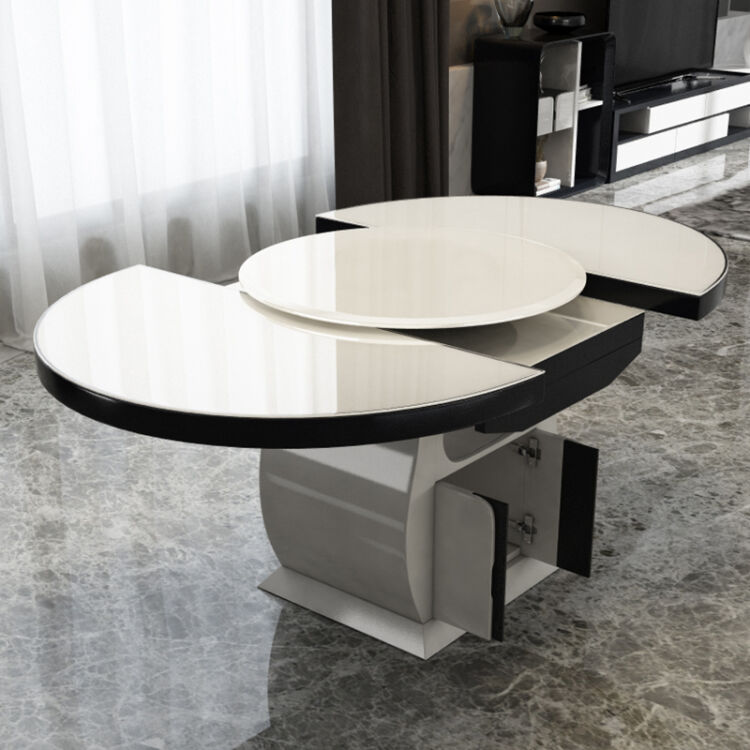 可伸缩折叠多功能吃饭桌子家用简约现代圆餐桌创意智能旋转变形家具