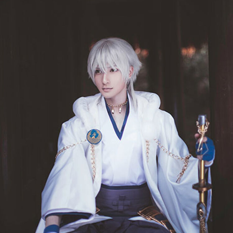 刀剑乱舞cosplay鹤丸国永cos服姥爷鹤丸cos 鹤丸假发