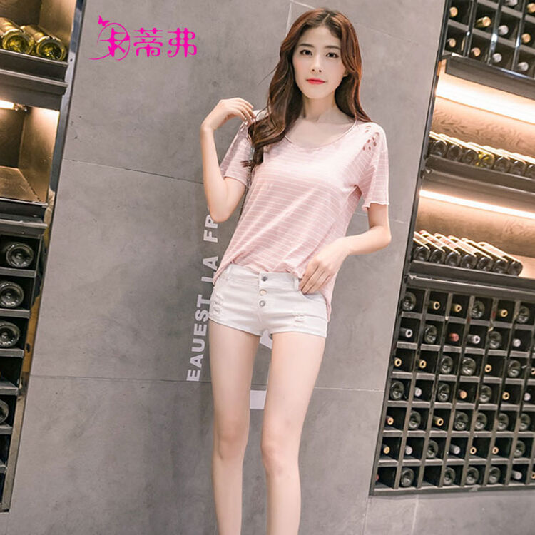 卡蒂弗2018夏装超短裤女排扣紧身低腰夜店热裤性感短裤衩潮y655 白色