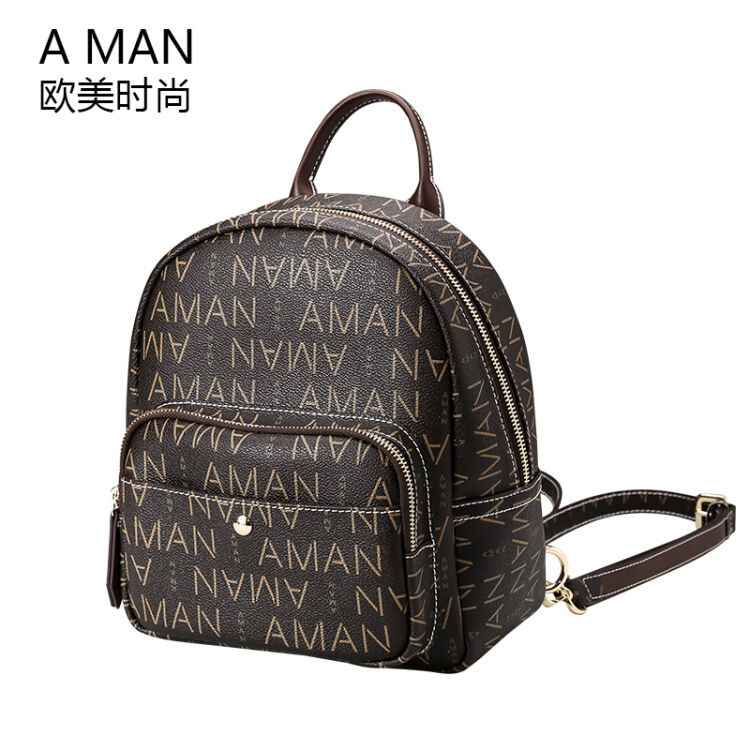 acockman,badgirl good a man双肩包女新款欧美时尚休闲百搭小背包 5001 咖啡