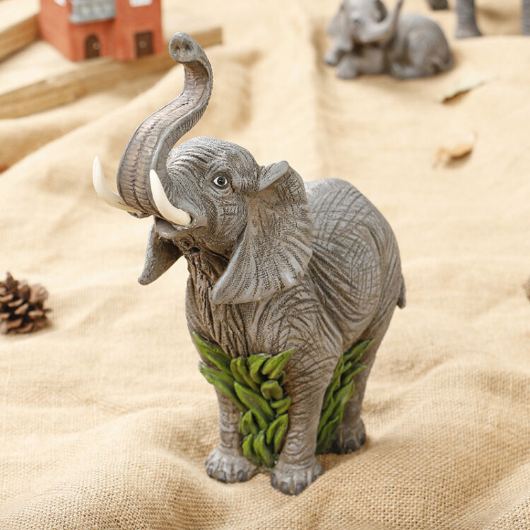 尤布乐 创意超萌大象家居摆件 动物树脂工艺品 仰头象