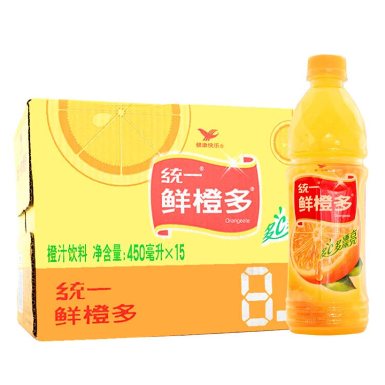 统一 鲜橙多 橙汁饮料 450ml*15瓶 整箱