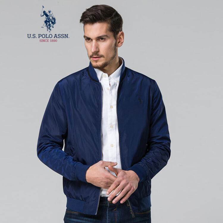 s. polo assn.夹克男纯色薄款休闲商务上衣外套藏蓝色2-m