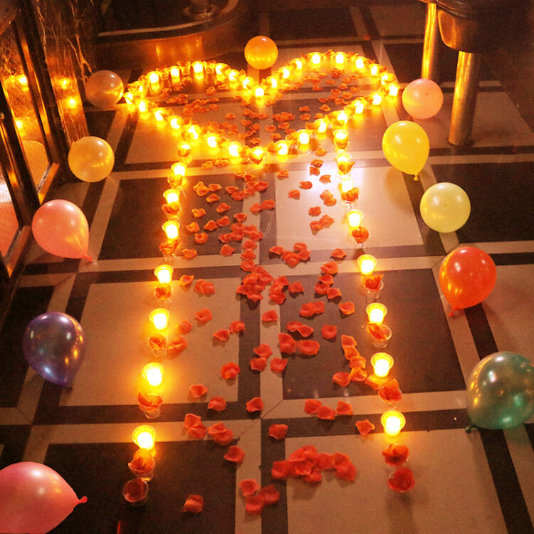 渡爱led电子蜡烛灯214情人节生日礼物浪漫求婚道具玫瑰花瓣创意惊喜