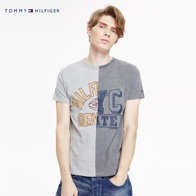 tommy hilfiger 男装短袖t恤-dm0dm02964nw 烟灰浅灰双拼色901 l